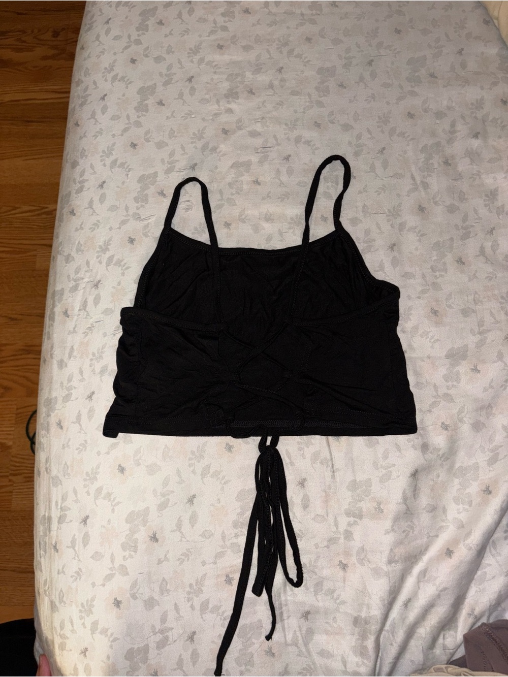 SHEIN Black Cropped Tank Top with Back Tie